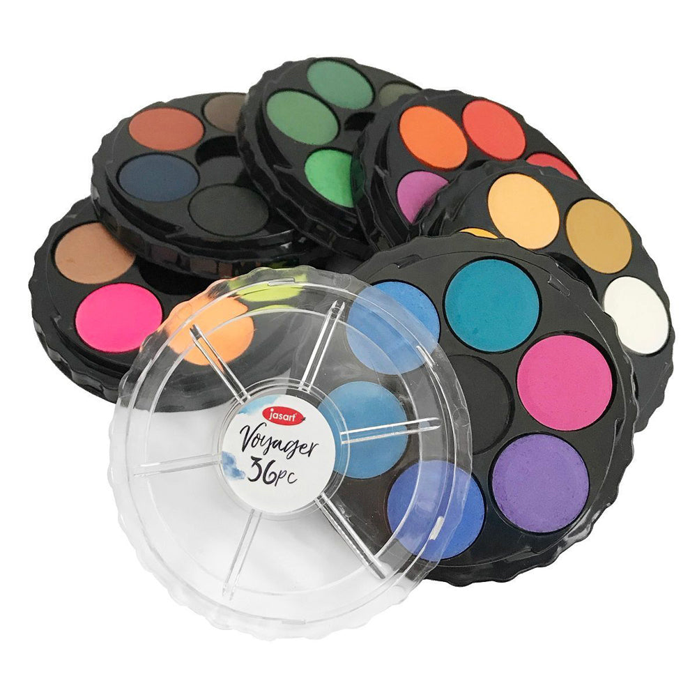 2x 36pc Jasart Voyager Art/Craft Watercolour Discs Set