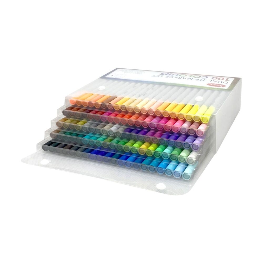 100pc Jasart Dual Nib Tip Colour Marker Set Art/Craft