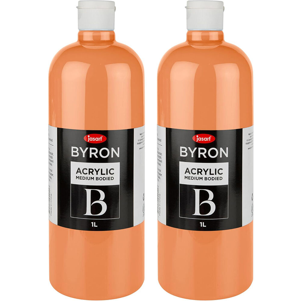 2PK Jasart Byron 1L Acrylic Paint Bottle Medium-Bodied - Coral