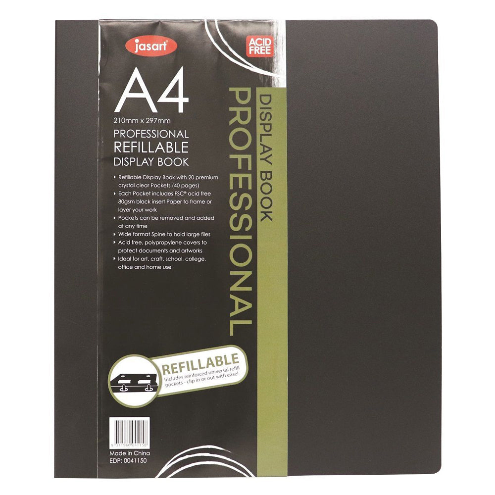 3PK Jasart A4 Professional Refillable Display Book - 20 Pockets