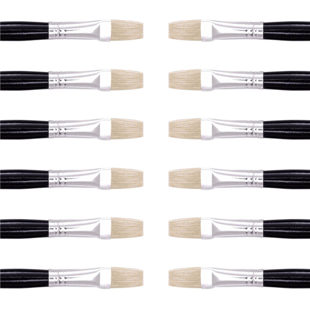 12PK Jasart Hog Bristle Series 577 Flat Paint Brush - Size 6
