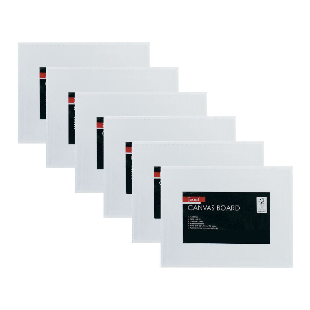 6PK Jasart Studio 6x8" Cotton Canvas Board Panel 380GSM - White