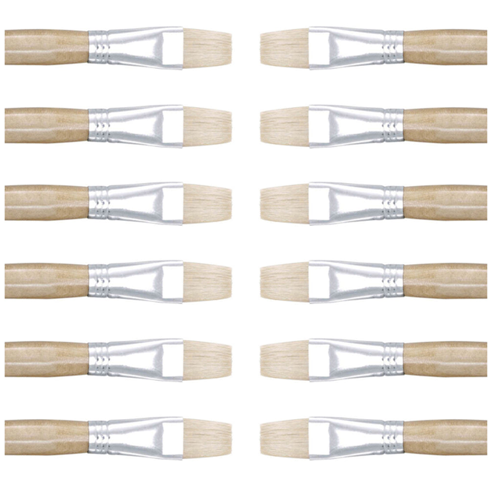 12PK Jasart Hog Bristle Series 579 Flat Paint Brush - Size 1