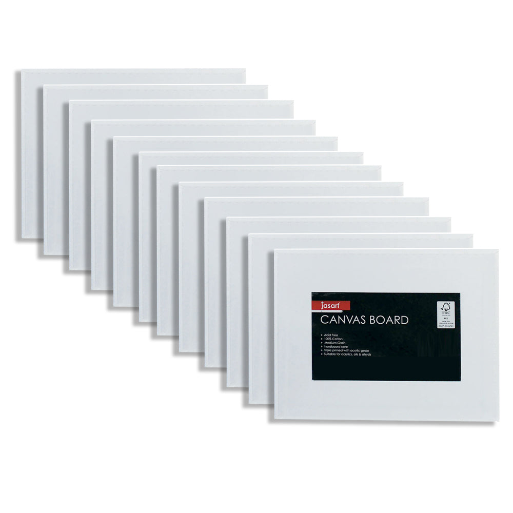 12PK Jasart Academy 5x7" Cotton Canvas Board 280GSM - White