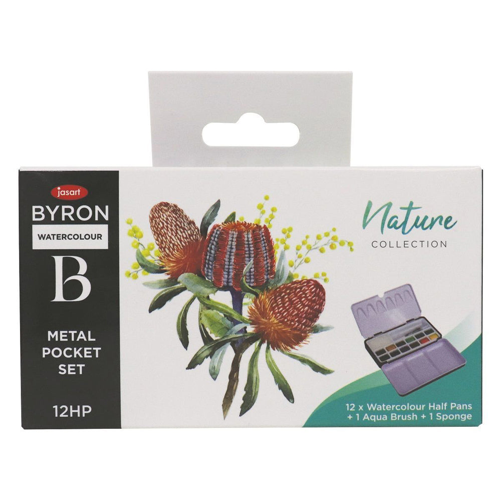 2PK Jasart Byron 12-Colour Pocket Watercolour w/ Brush Set - Nature