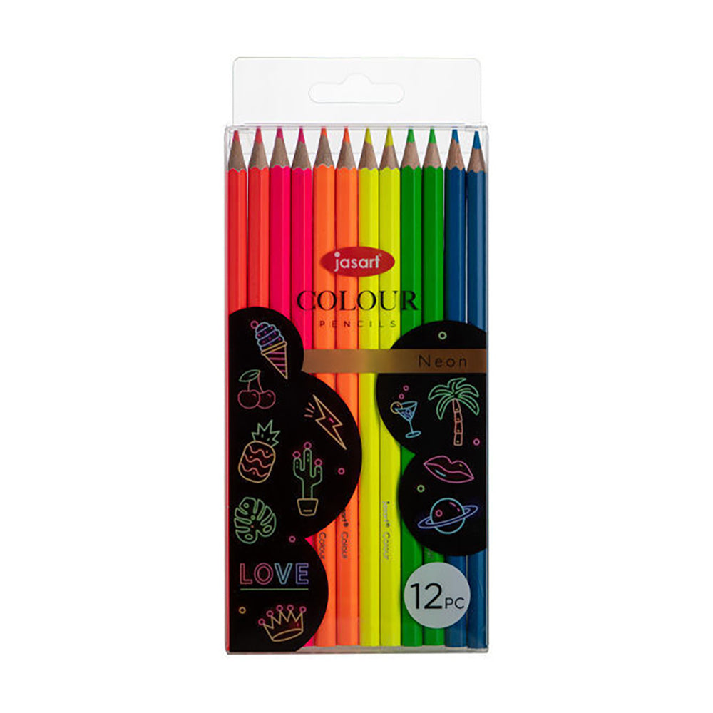 3x 12pc Jasart Studio Art/Craft Colour Pencil Set - Neon