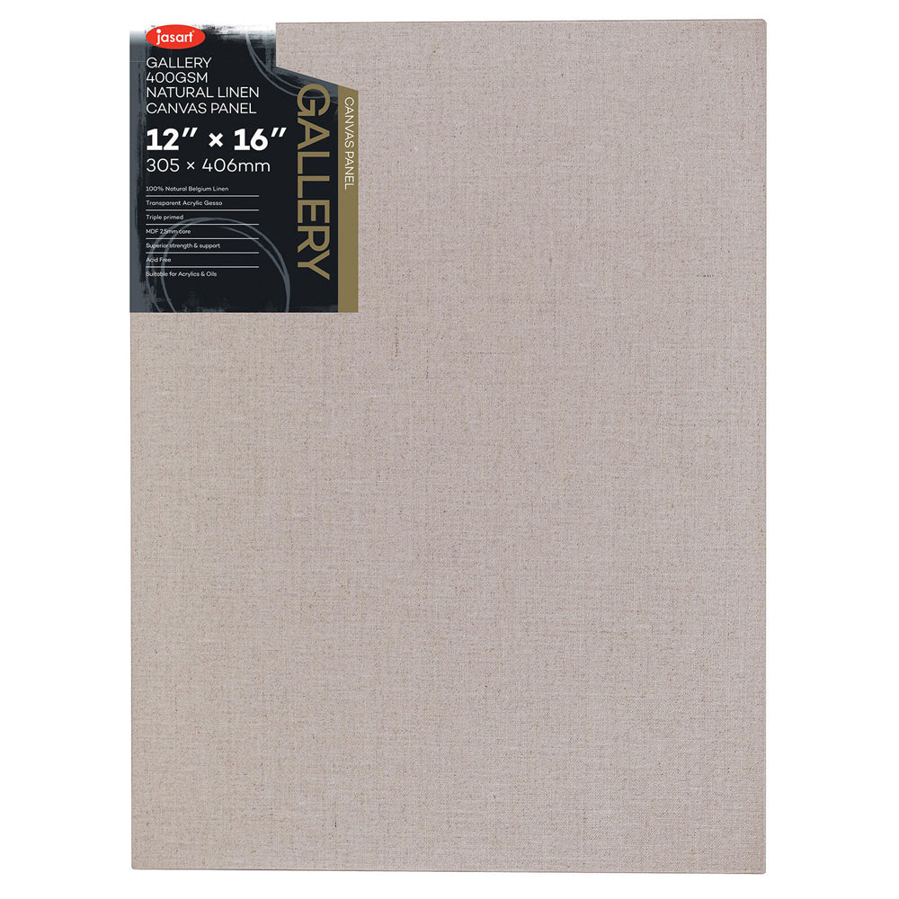 3PK Jasart Gallery 12x16" Natural Linen Canvas Board Panel 400GSM