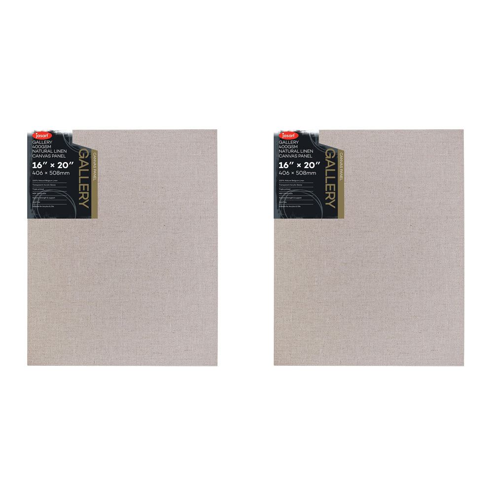2PK Jasart Gallery 16x20" Natural Linen Canvas Board Panel 400GSM