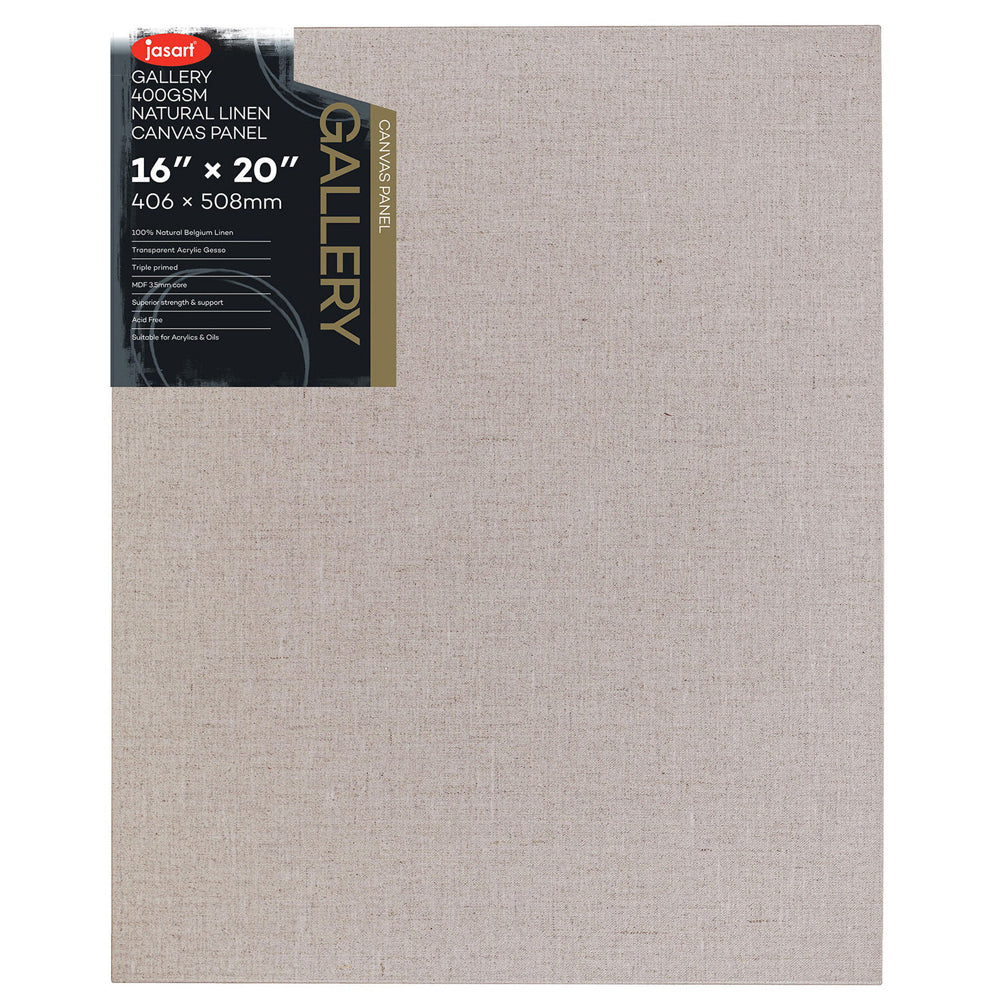 2PK Jasart Gallery 16x20" Natural Linen Canvas Board Panel 400GSM