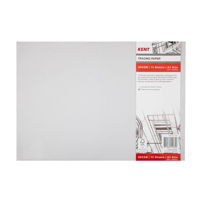 5PK Kent 10 Sheets Tracing Paper Pack A3 Drawing/Design