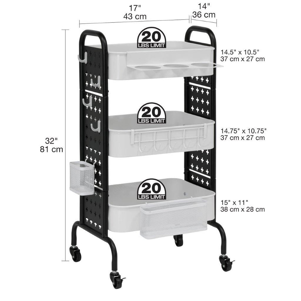 Artfusion 81cm Steel Craftwork Mobile Cart Trolley White/Black