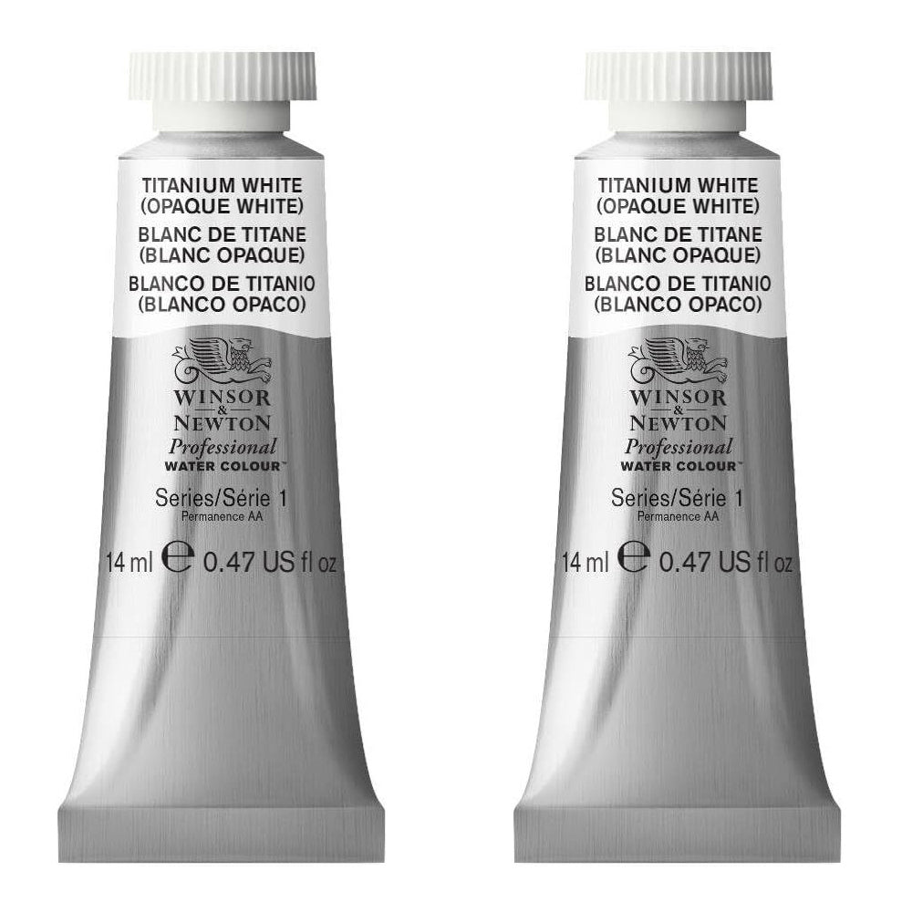 2PK Winsor & Newton 14ml Pro Watercolour Tube Titanium White Opaque White S1