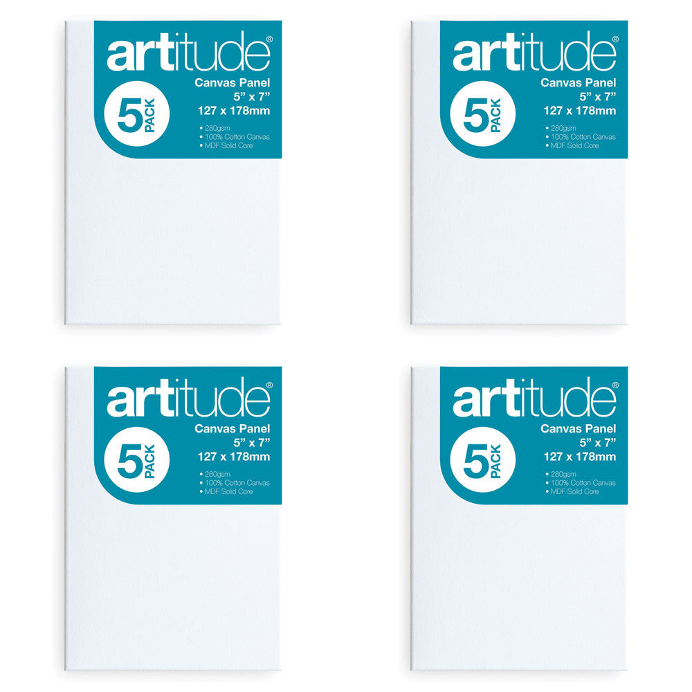 4PK 5pc Artitude Cotton Canvas Panel 5x7'' For Oil/Acrylic Painting