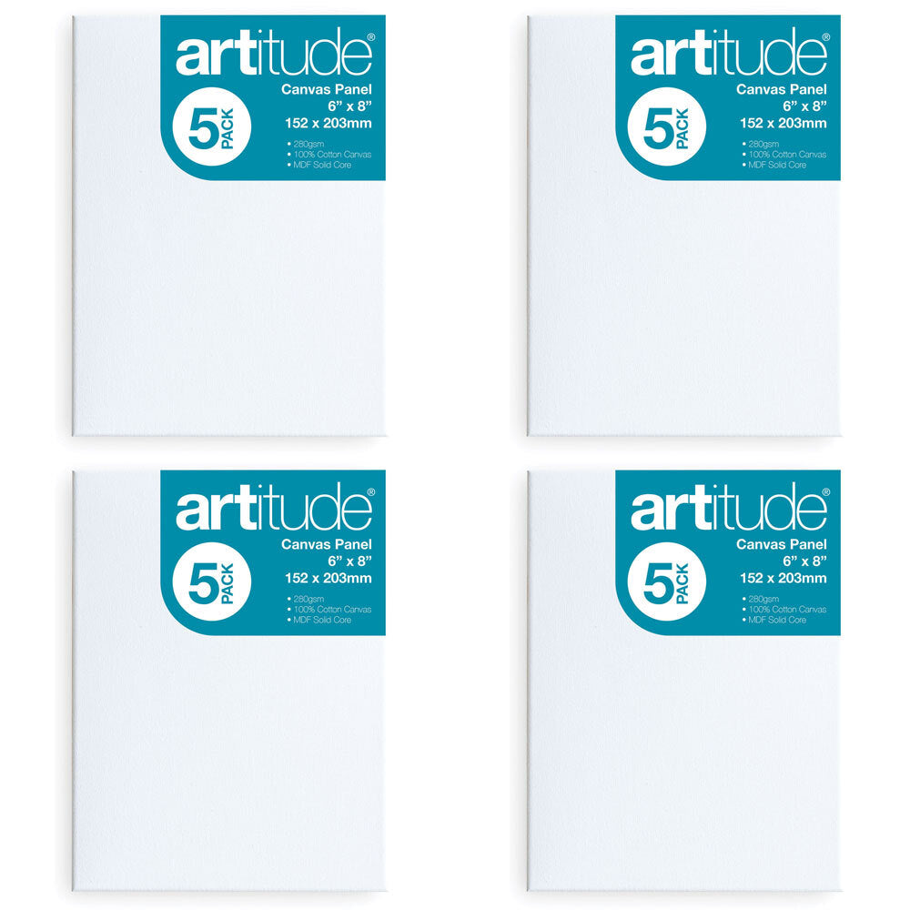 4PK 5pc Artitude Cotton Canvas Panel 6x8'' For Oil/Acrylic Painting