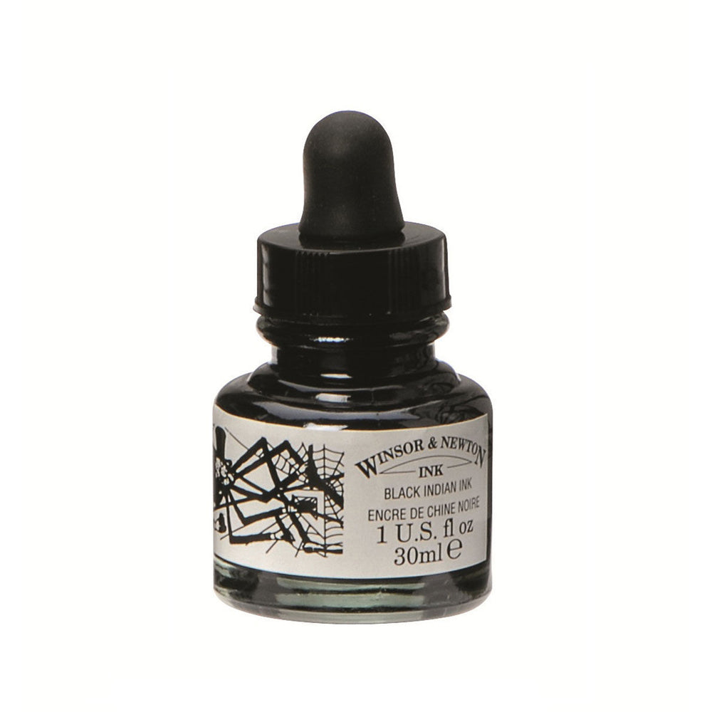 2PK Winsor & Newton 30ml Black Indian Ink 951 Bottle Calligraphy