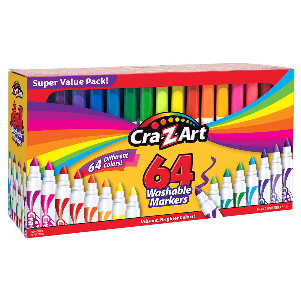 50pc Cra-Z-Art Stationery Supertip Washable 12 Colours Kids Drawing Markers 3y+