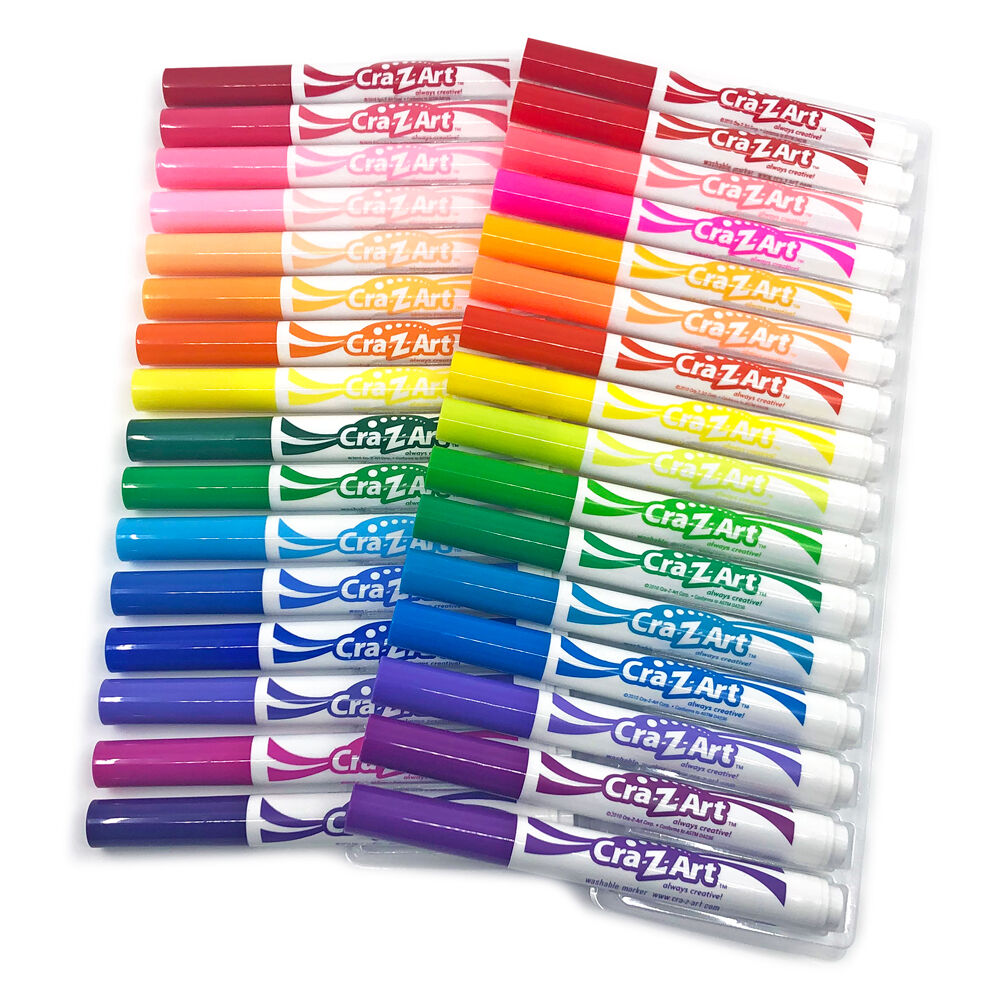 50pc Cra-Z-Art Stationery Supertip Washable 12 Colours Kids Drawing Markers 3y+