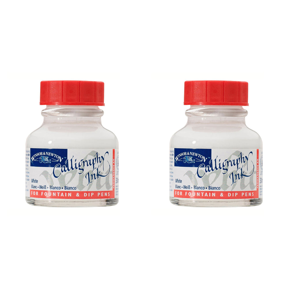 2PK Winsor & Newton 30ml Calligraphy Ink Bottle - Matt White