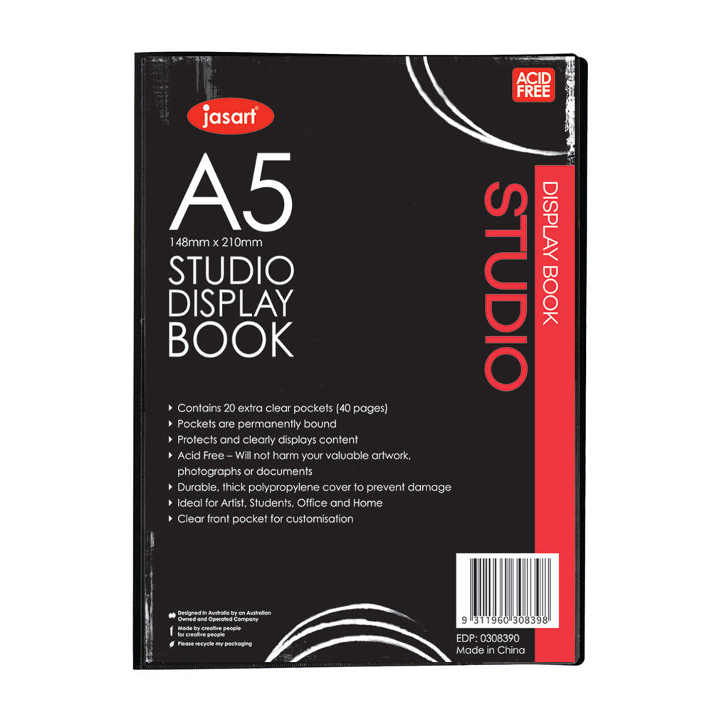 6PK Jasart A5 Studio Display Book Art Protector - 20 Pockets