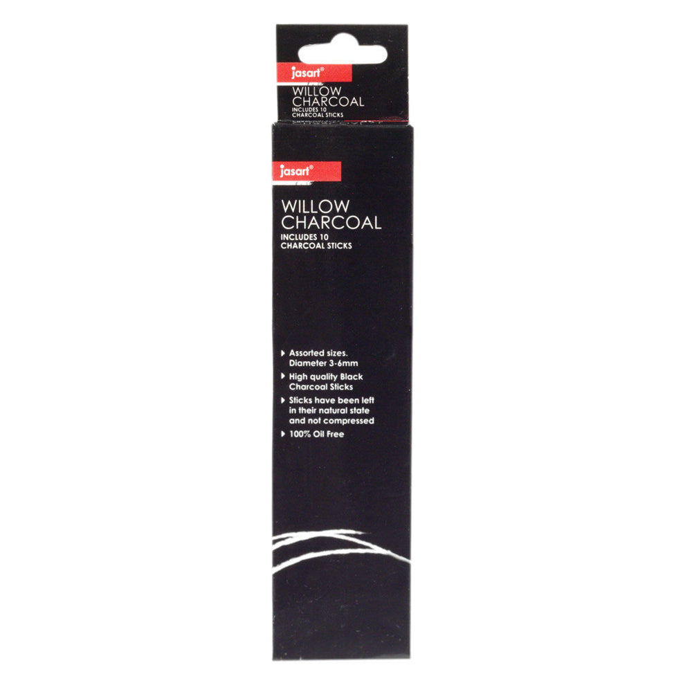 2x 10pc Jasart Willow Charcoal Sticks Oil-Free - Black