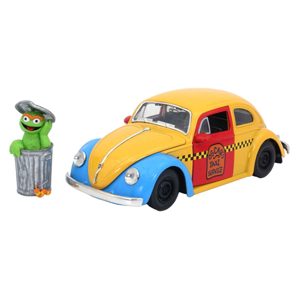 Sesame Street Oscar The Grouch W/ 1959 VW Beetle 1:24 Scale Die-Cast Vehicle Toy