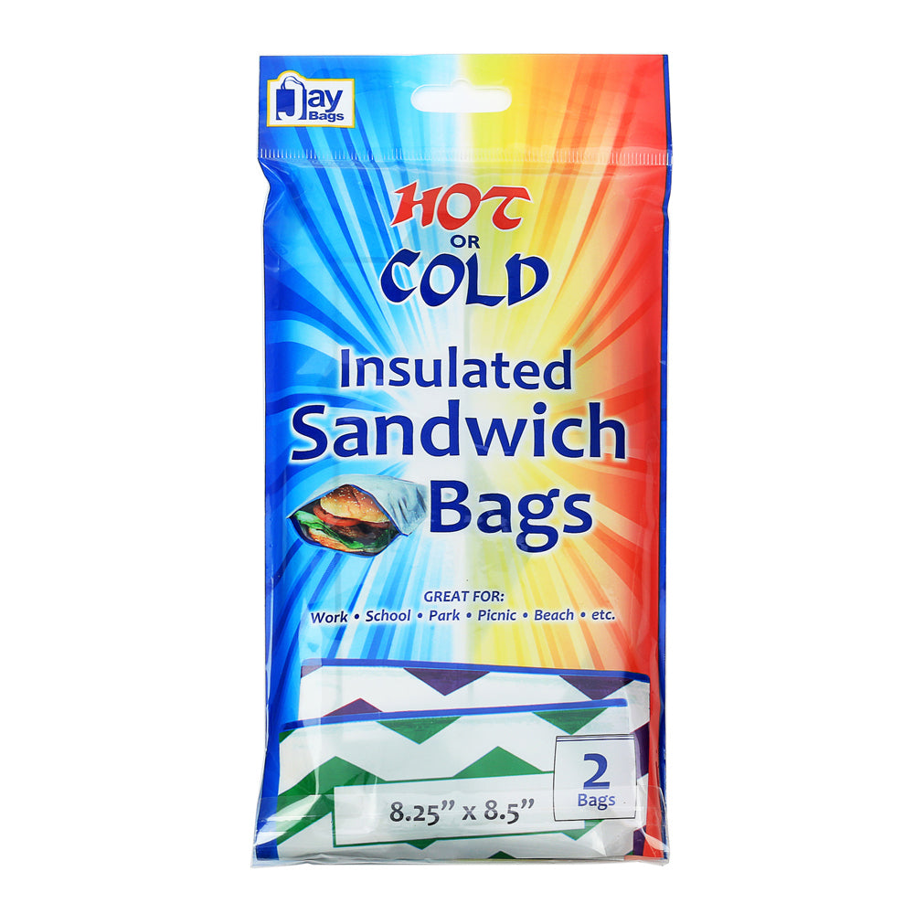 12PK 2pc Jay Bags Hot & Cold Magic Insulated Sandwich Bags 8.25x8.5''