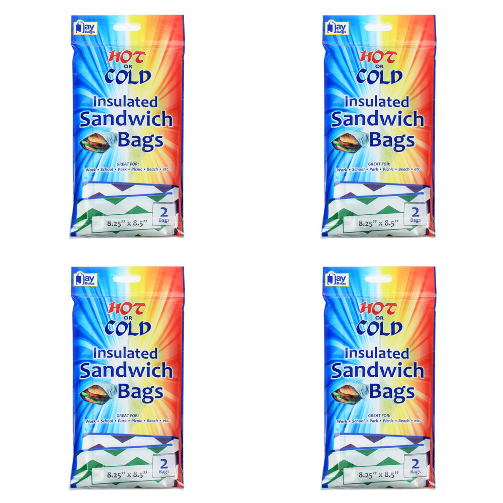 8pc Jay Bags Hot & Cold Magic Insulated Sandwich Bags 8.25x8.5''