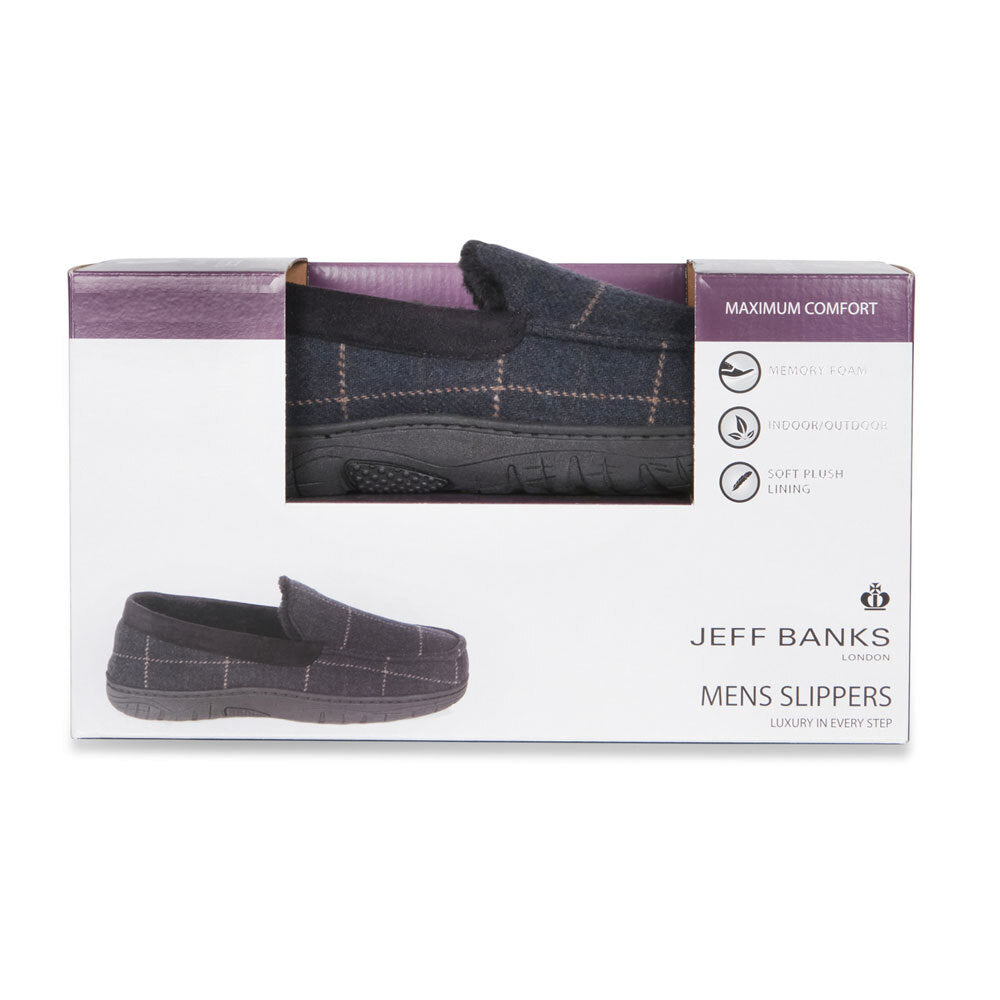 Jeff Banks Men's Moccasin Slip-On Plush Shoes Mens AU12.5-13.5/EU47-48 - Navy