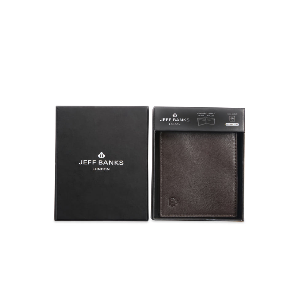 Jeff Banks Mens Classic Genuine Leather Wallet - Brown