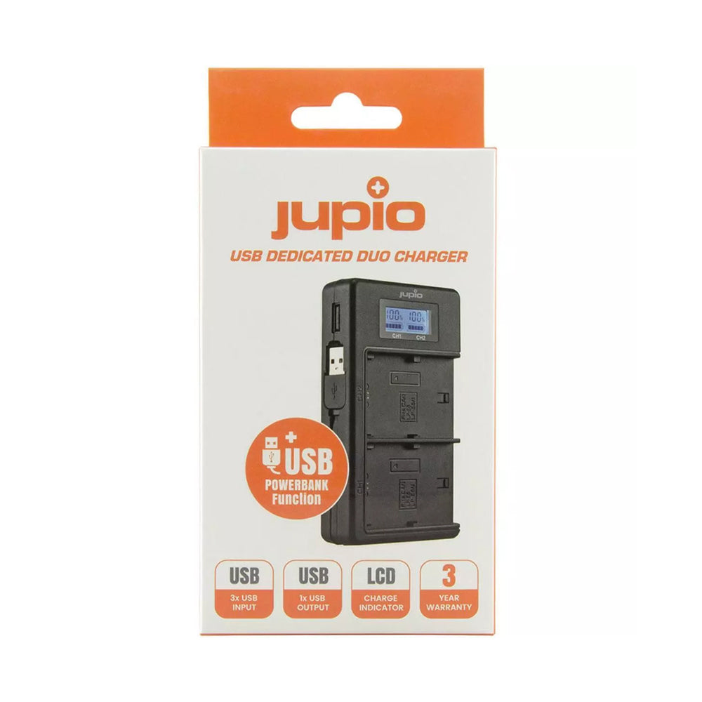 Jupio Dedicated Duo USB Charger w/ LCD For Sony NP-F550/F750/F970 Batteries