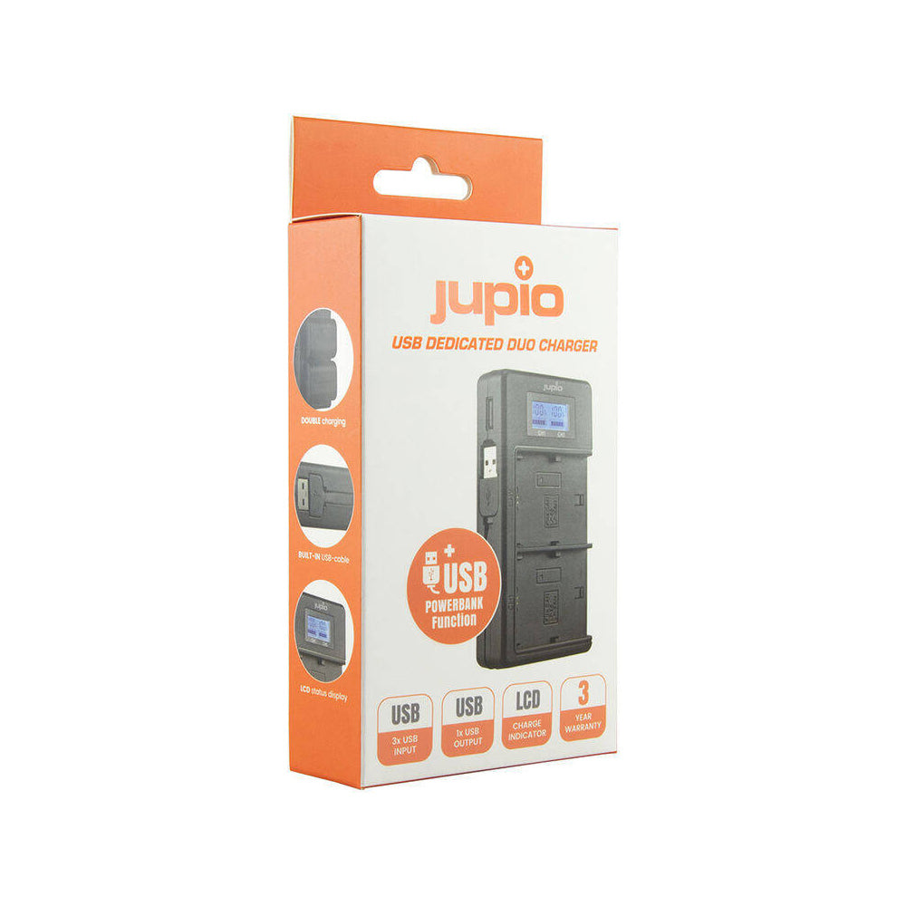 Jupio Dedicated Duo USB Charger w/ LCD For Sony NP-F550/F750/F970 Batteries