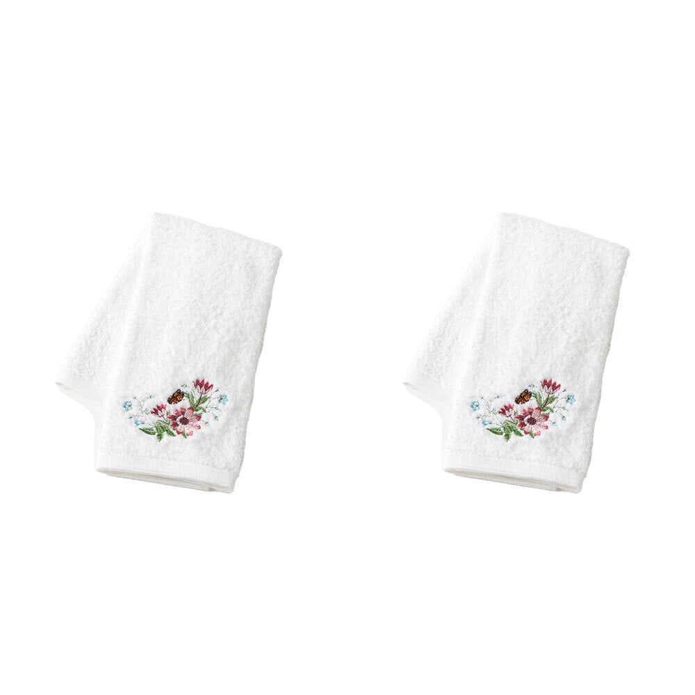 2PK Pilbeam Living Cotton Jardin Hand Towel Bathroom Decor - White/Pink