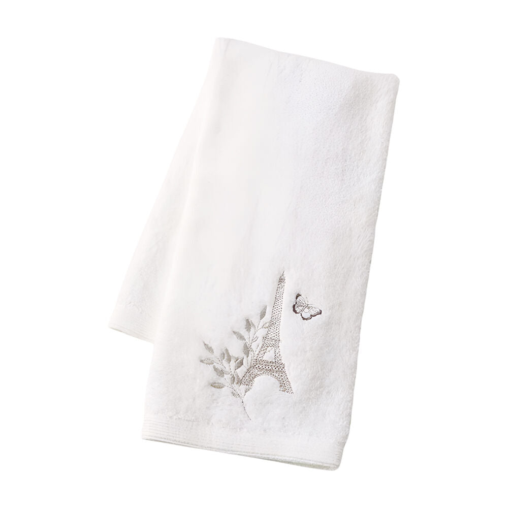 Pilbeam Living Amour Hand Towel Absorbent Embroider 100% Cotton White 65cm
