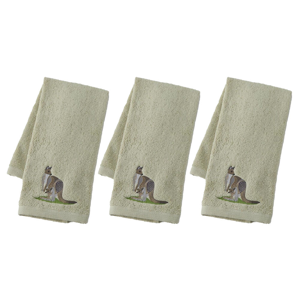 3PK Pilbeam Living Kangaroo Hand Towel Absorbent Cloth 100% Cotton Multi 65cm