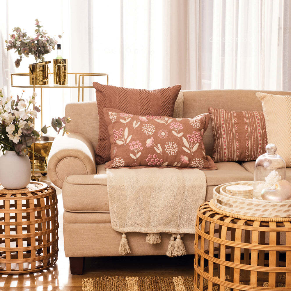 J.Elliot Home Emily 35x55cm Cushion Rectangle - Warm Taupe Multi