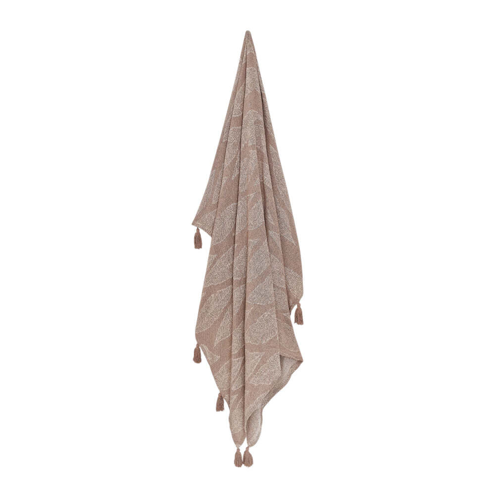 J.Elliot Home Kye 130x160cm Cotton Throw Blanket - Warm Taupe & Cream