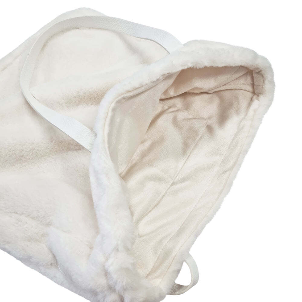 J. Elliot Home Layla Faux Fur Tote Bag 38x38cm Ivory