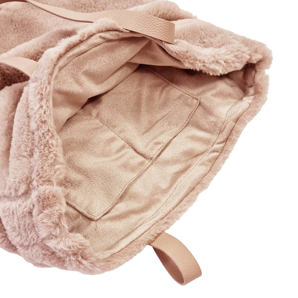 J. Elliot Home Layla Faux Fur Tote Bag 38x38cm Soft Pink