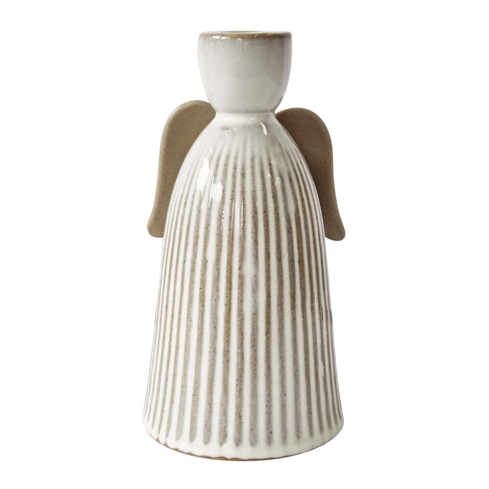 2PK J.Elliot Home Anna Christmas Angel Candle Holder White & Natural