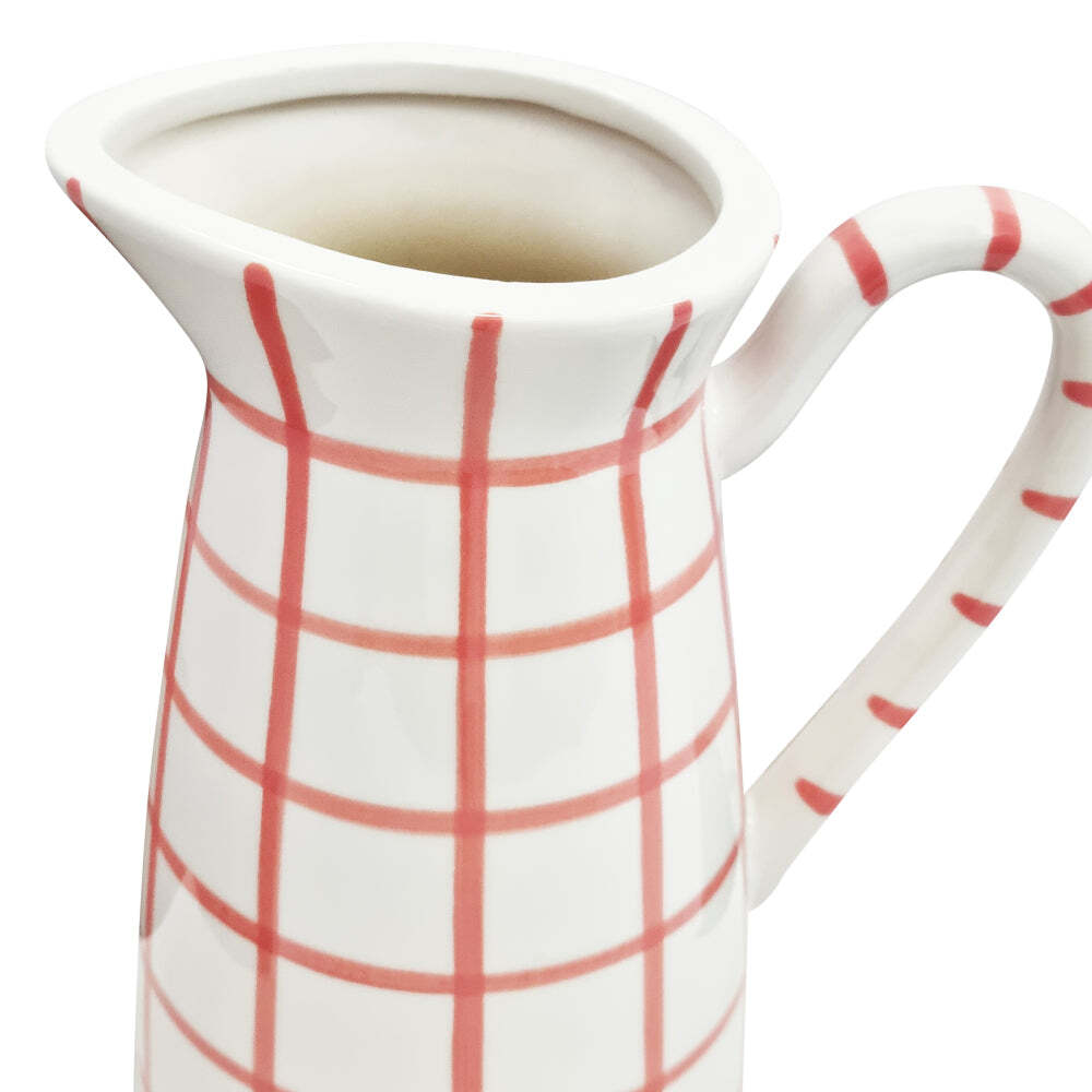 J.Elliot Home Fenton Check Pitcher Vase 17.5x12.5x21.5cm Bubblegum