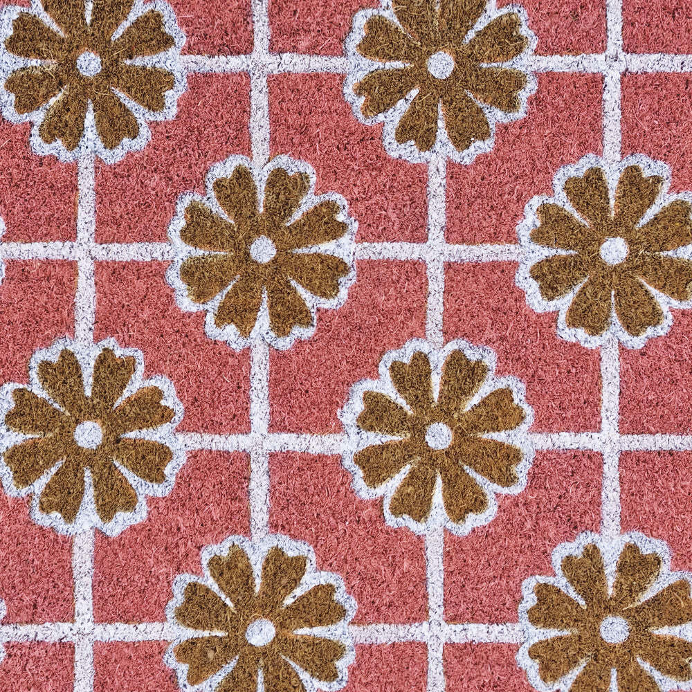 J.Elliot Home Geo Flowers 45x75cm PVC Backed Coir Door Mat