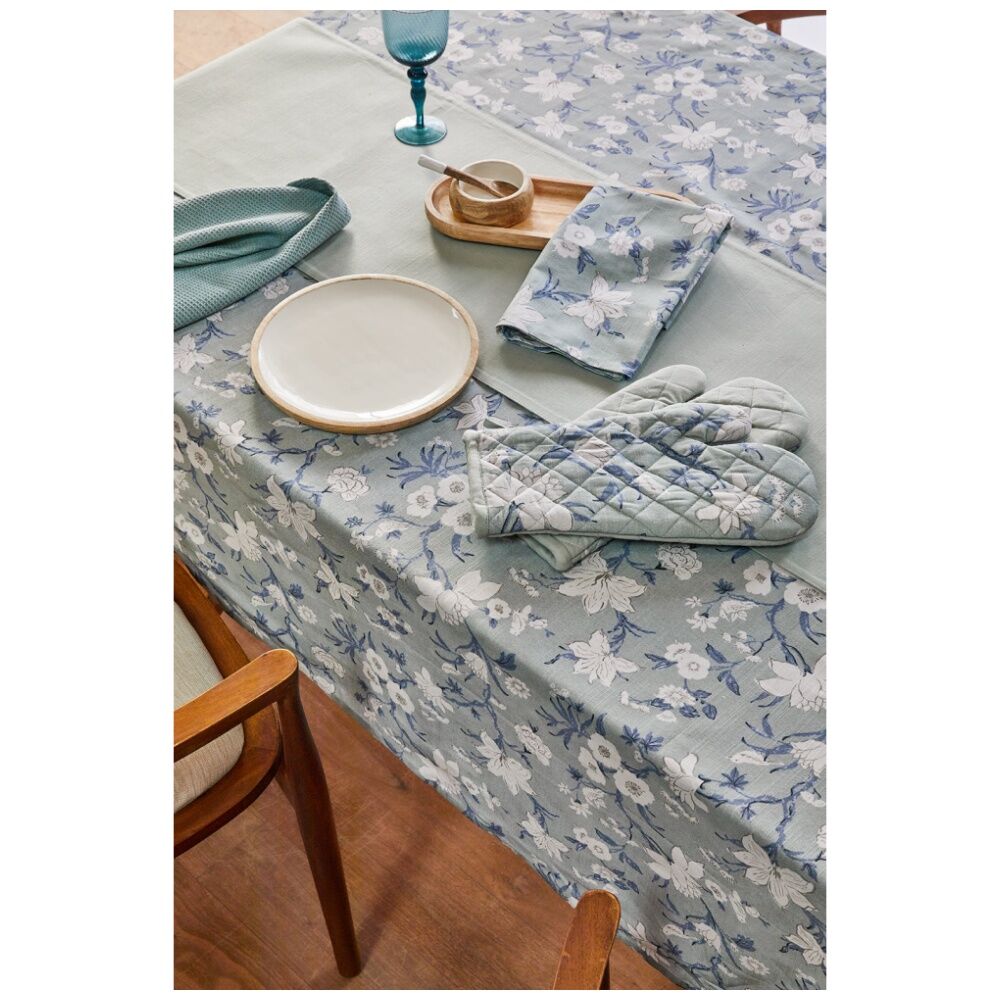 2pc J.Elliot Home Nordhem Oven Mitts Set 19x35x0.2cm Blue/Grey Floral