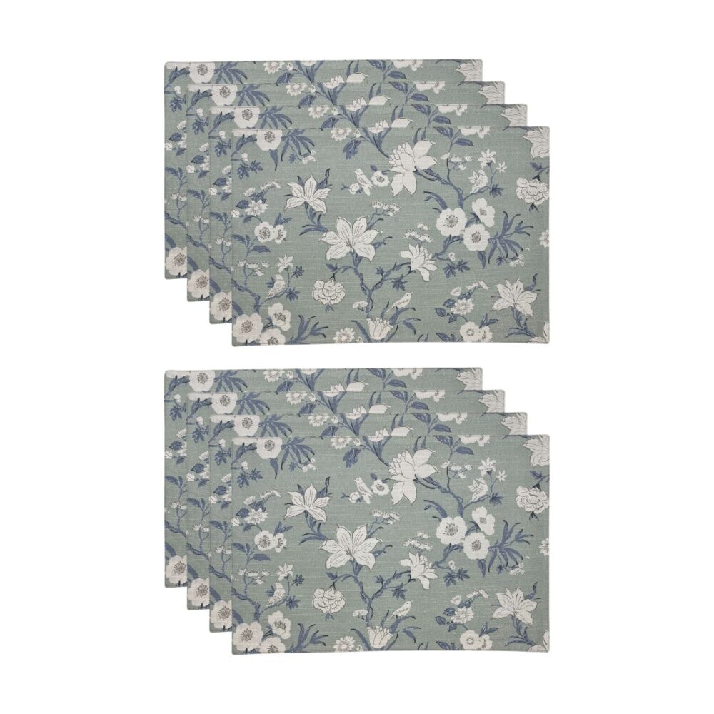 2x 4pc J.Elliot Home Nordhem Table Placemats Set 33x48x0.2cm Blue/Grey Floral