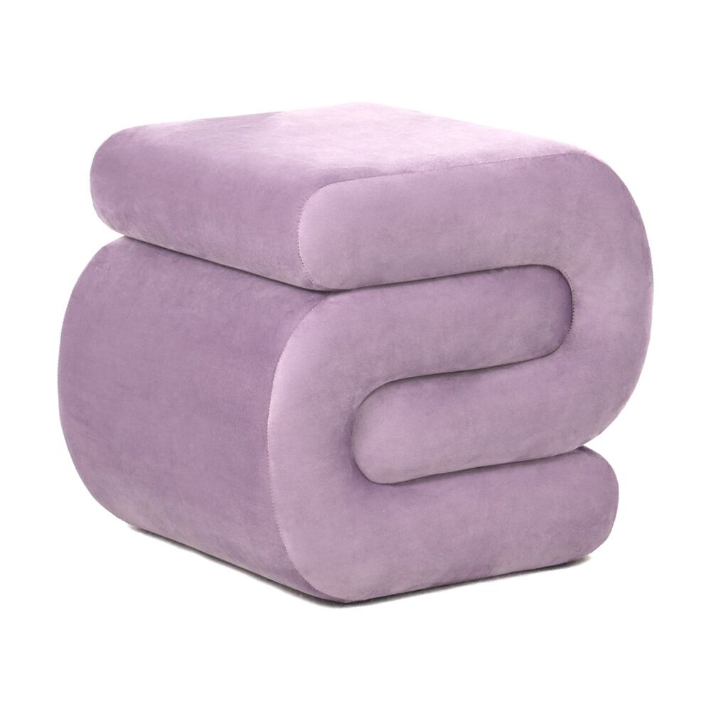 J.Elliot Home Serpentine Velvet Ottoman Furniture 51x47x45.5cm Lavender