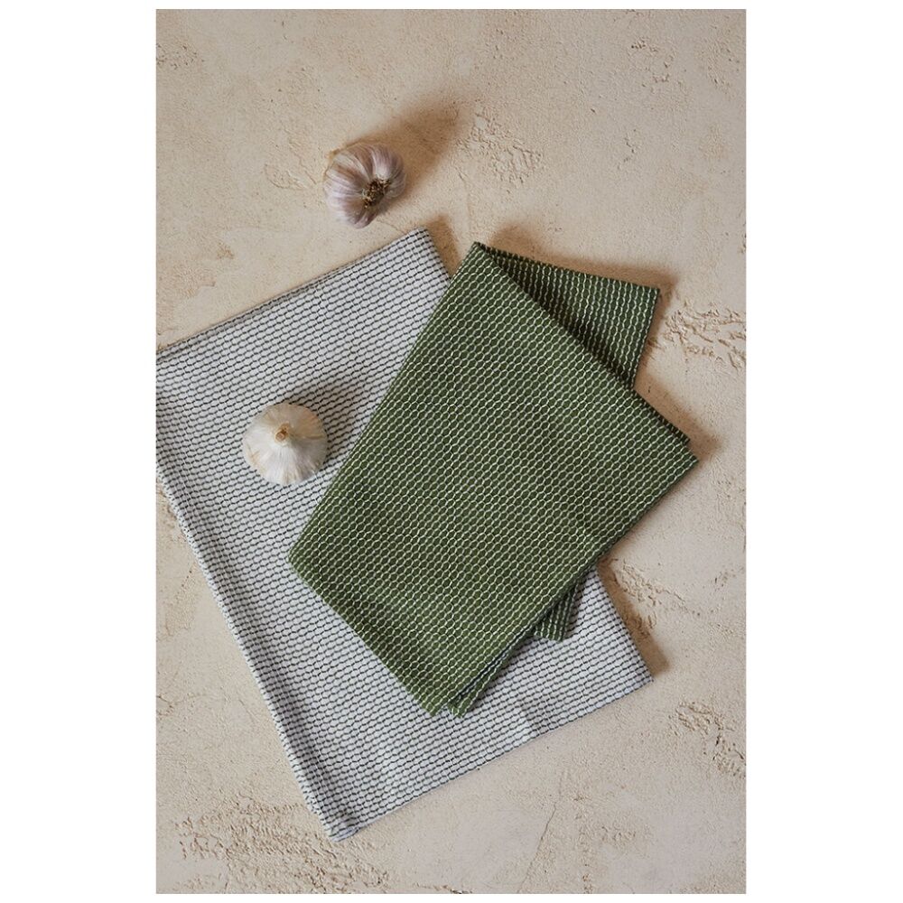 2pc J.Elliot Home Field & Thread Woven Kitchen Tea Towels 50x70x2cm Olive