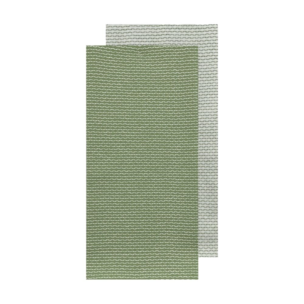 2x 2pc J.Elliot Home Field & Thread Woven Kitchen Tea Towels 50x70x2cm Olive