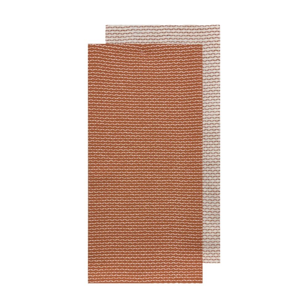 2x 2pc J.Elliot Home Field & Thread Woven Kitchen Tea Towels 50x70x2cm Terracotta