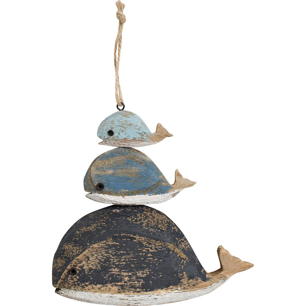 2PK LVD Whale Stacker Hanger Wooden Hanging Ornament Decor 15x16cm