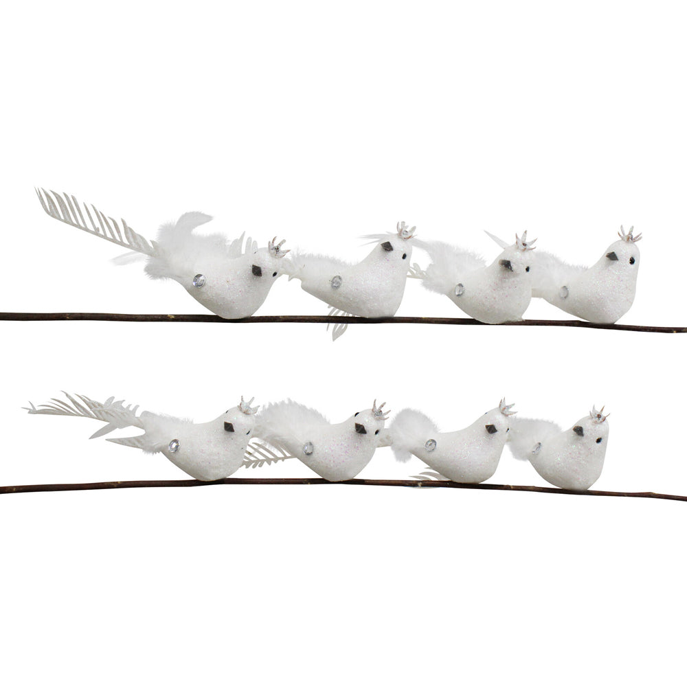 2PK 8pc LVD 16cm Clip Birds Leaf Home/Living Room Decor - White