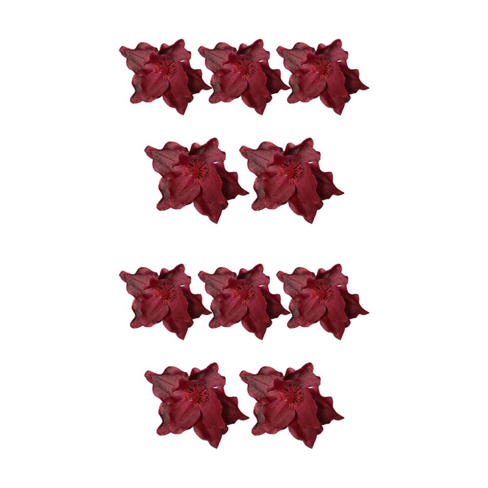 10PK LVD 25cm Plastic Velvet Flower Home Decor - Ruby
